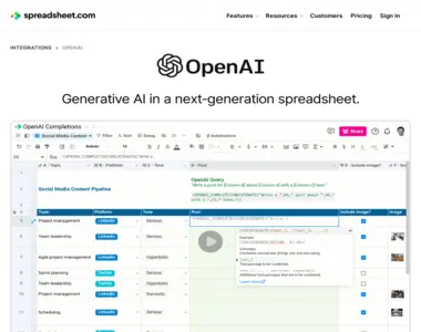 openai in spreadsheet