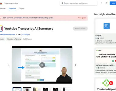 youtube transcript ai