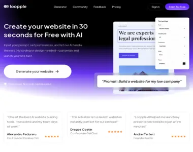 loopple ai website builder